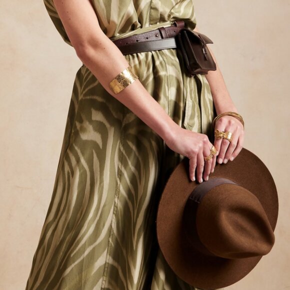 Banana Republic Nocturne Silk Maxi Skirt Brown Zebra XS Petite - Picture 2 of 9